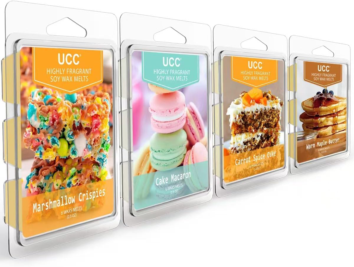UCC Wax Melts, Fall Soy Wax Cubes Strong Scent Long Lasting Premium Scented Mix Melts Tarts,- 4 Pack