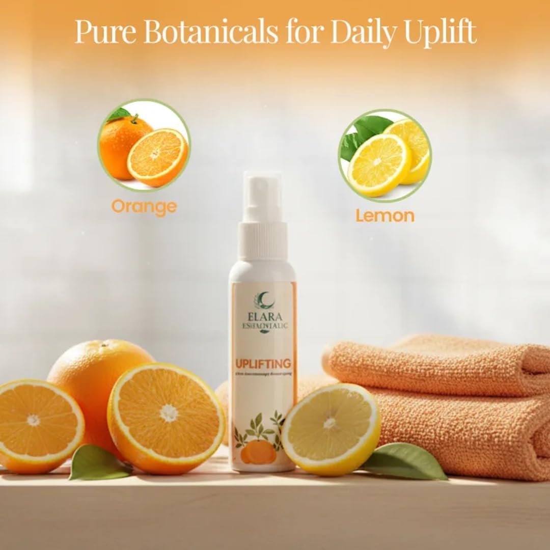 Uplifting Aromatherapy Shower Spray – Energizing Citrus Mist with Organic Citrus Oils – Refreshing Shower & Room Spray for Mood Boost & Morning Energy – 2oz