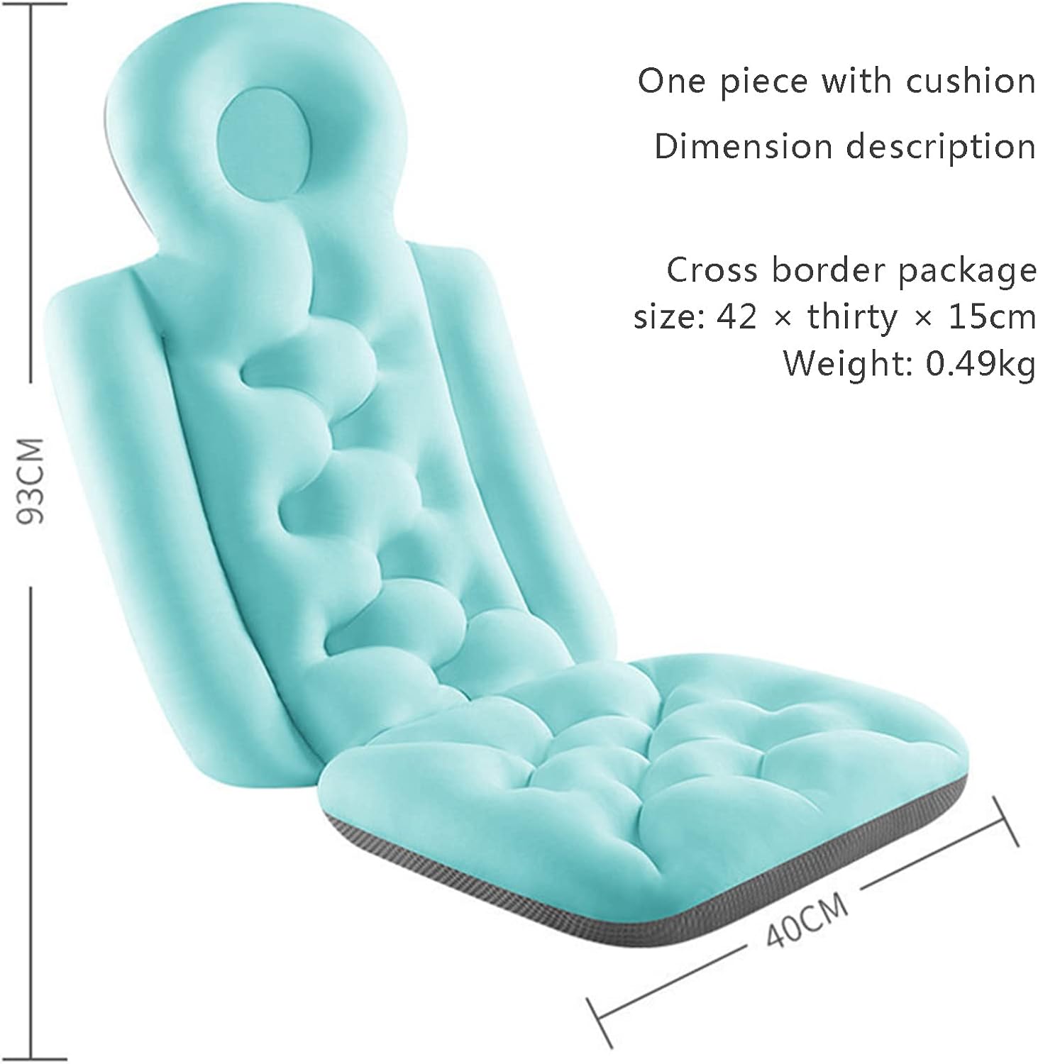 Full Body Bath Pillow, Bath Pillows for Tub, Tub Pillow for Bath Head and Neck Support Ergonomic Quick Dry Headrest Cushion Bath Accessories (Blue-93cm*40cm)