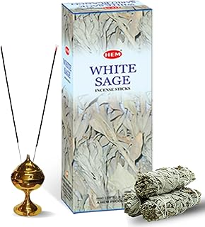 HEM White Sage Incense Sticks – 6 Hexa Tubes × 20g (Approx. 120 Sticks) – Cleansing & Purifying Herbal Aroma for Smudging, Meditation, Relaxation & Home Fragrance