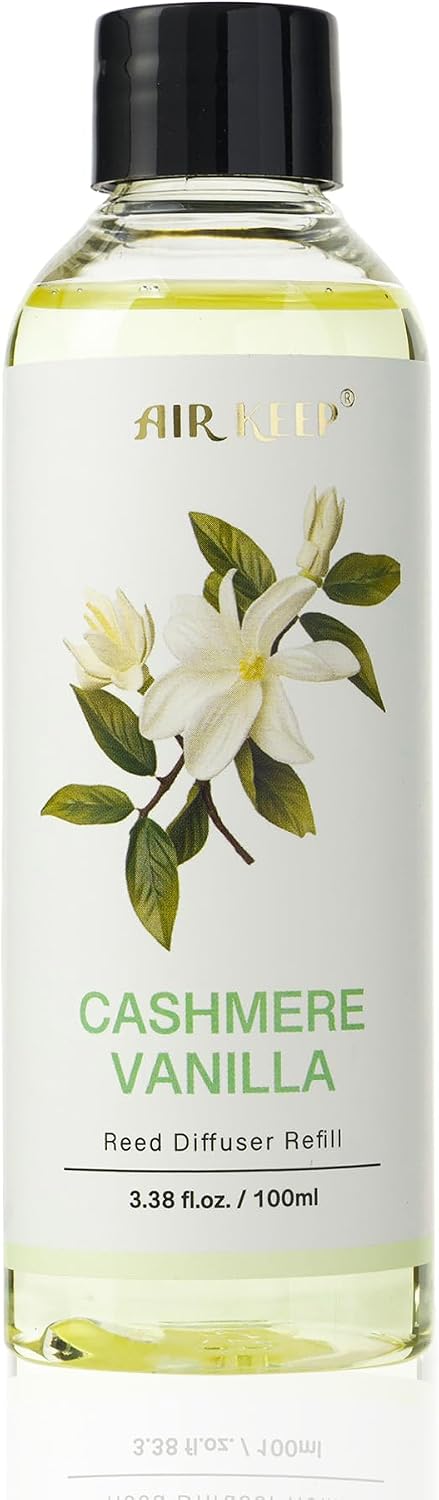 Airkeep Reed Diffuser Oil Refill/Cashmere Vanilla/3.38oz（100ml/1 Pack/Scented Oil Refill for Reed Diffuser Home Fragrance for Bedroom, Bathroom Office Home Decor