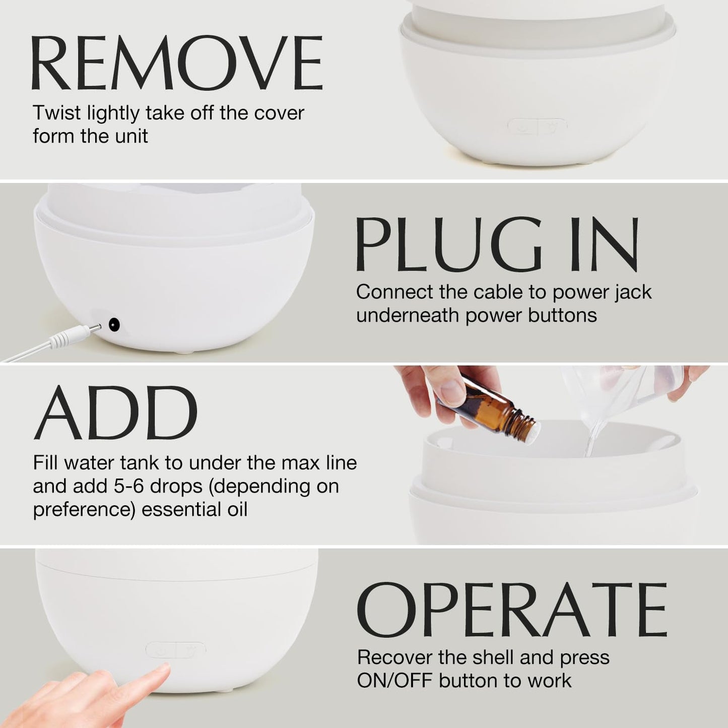 SALKING Essential Oil Diffuser, Fireplace Fire Flame Aromatherapy Diffuser, 150ml Ultrasonic Cool Mist Humidifier, Scent Aroma Diffuser with Auto-Off Function for Home, Room (White)
