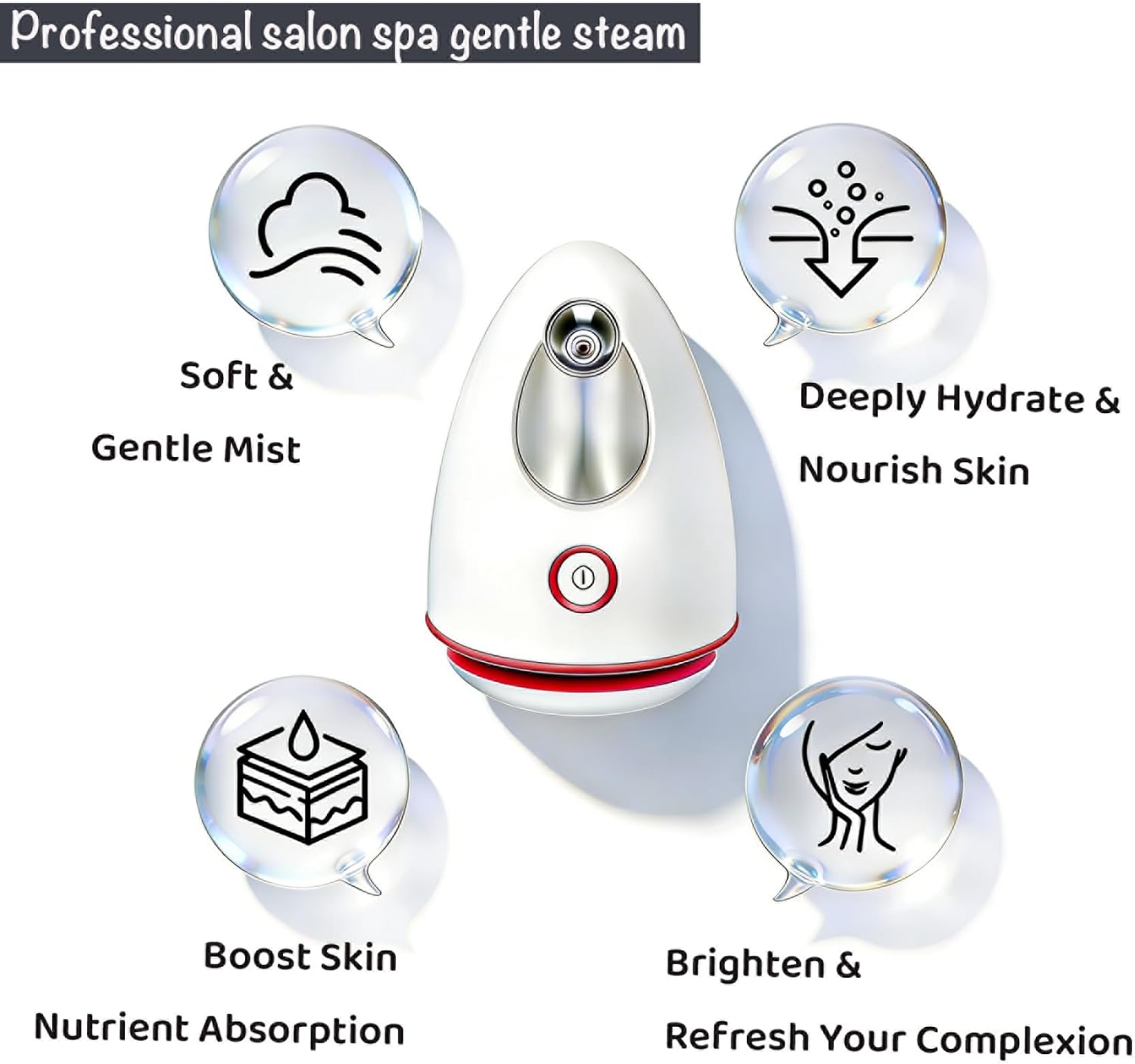 Nano Ionic Facial Steamer with 360° Rotatable Nozzle - Large Water Tank, PTC Ceramic Heating,Face Steamer for Deep Cleansing, Hydration & Pore Minimizing, Home Spa
