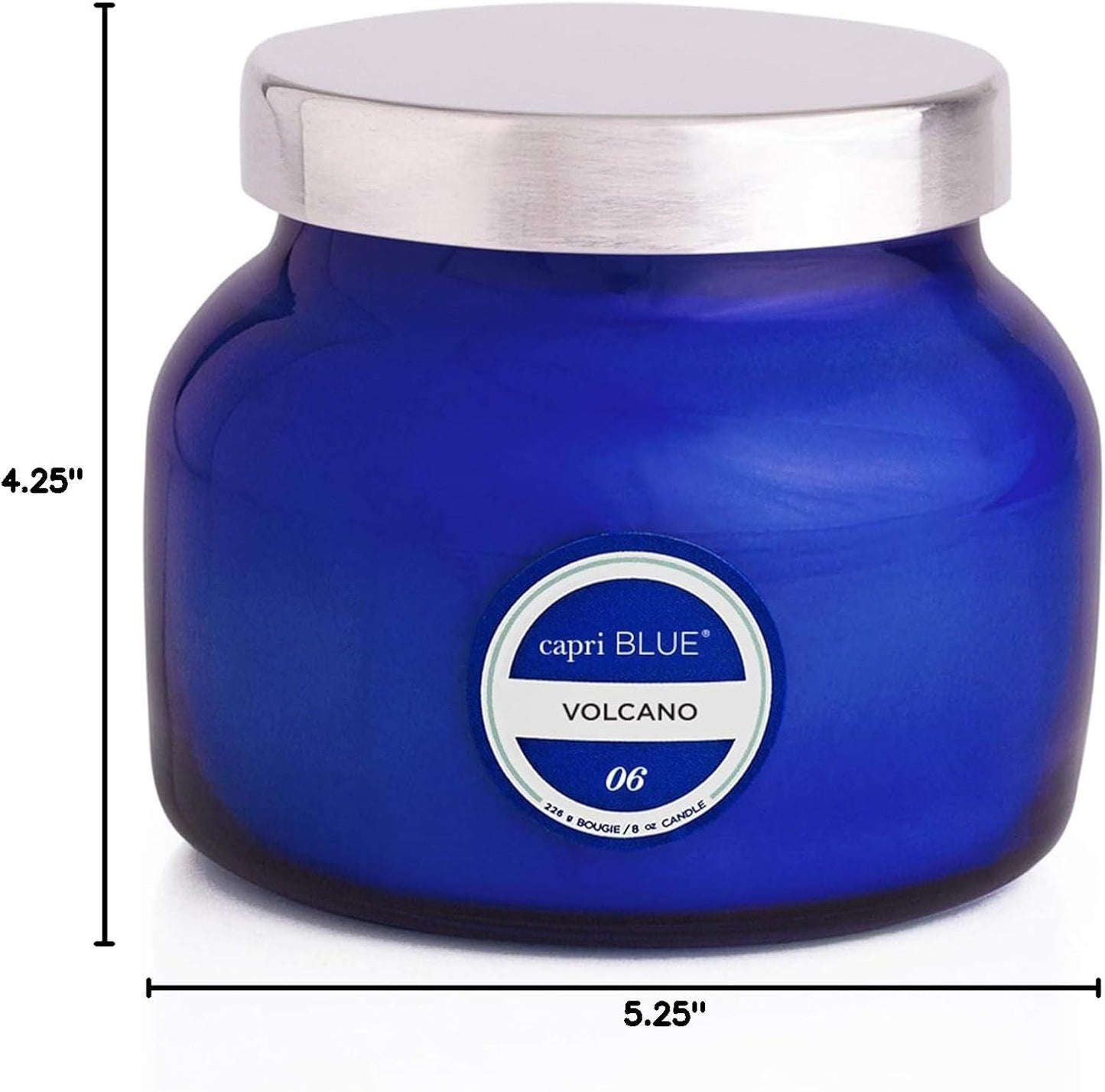 Capri Blue Volcano Scented, Glass Jar Candles for Home with Tropical Fruit & Sugared Citrus, Soy Wax Blend, Blue Color (8 Oz)