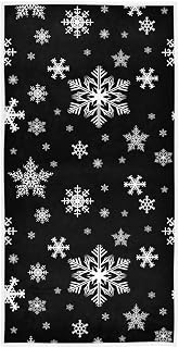 Winter Snowflake Black Hand Bath Fingertip Towel Christmas Decorations Kitchen Towels Xmas Holiday Bathroom Faucet Towel Set Highly Absorbent SPA Gym Shower Towels 16x30 Inch