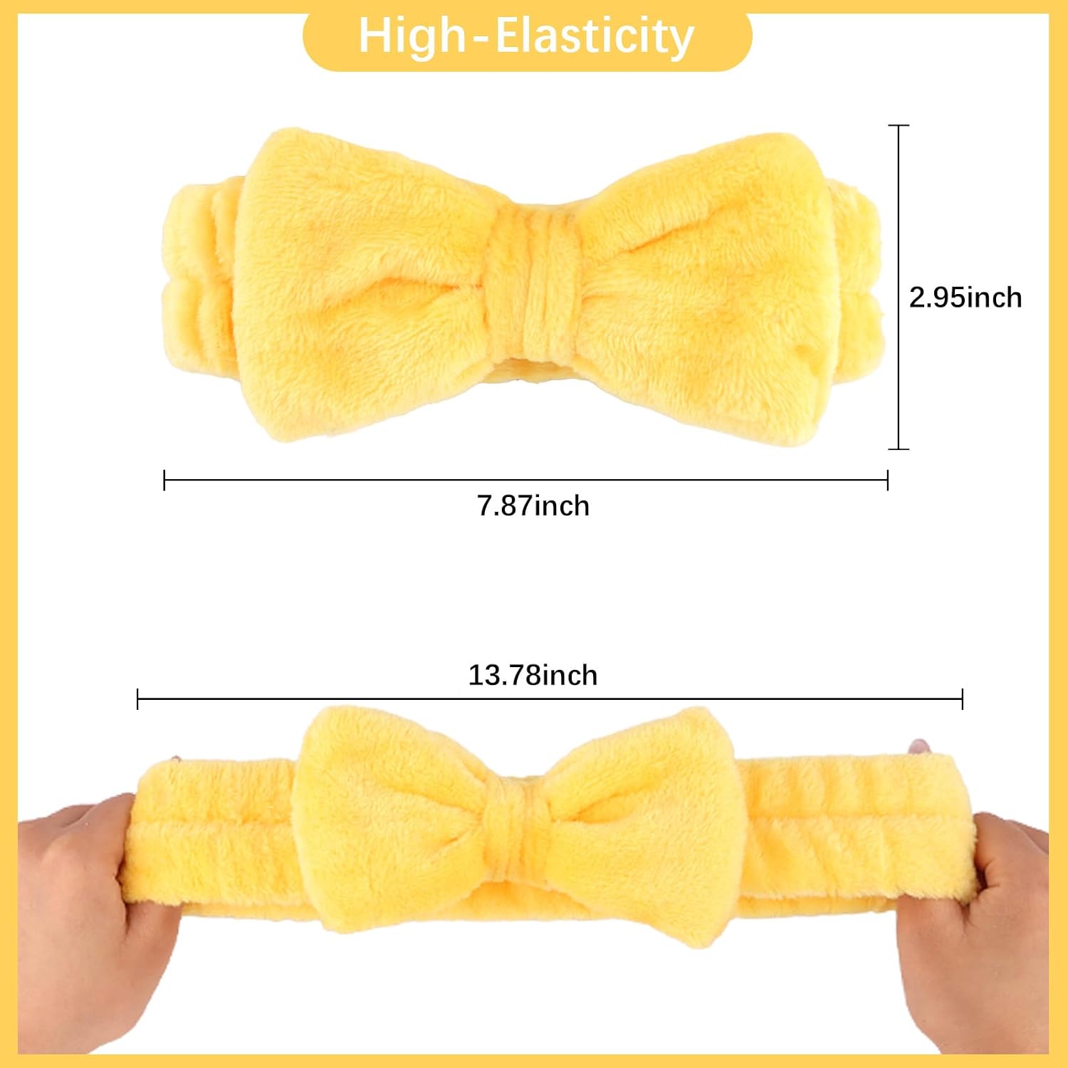 Ondder 8 PCS Yellow Bow Spa Headbands for Women, Soft Coral Fleece Non Slip Makeup Headbands for Face Washing Skincare Yoga