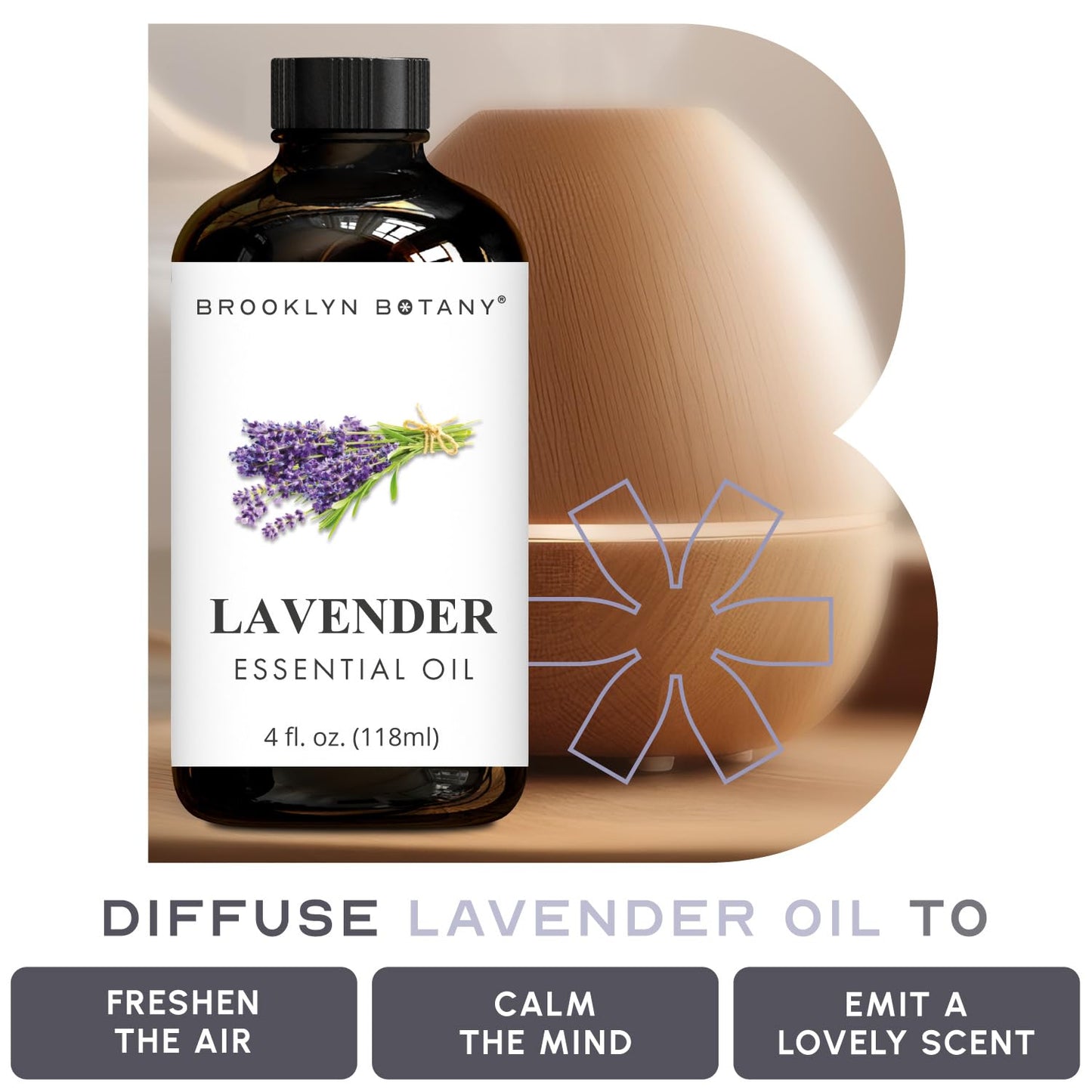 Brooklyn Botany Lavender & Cedarwood Essential Oils – 4 Fl Oz (Pack of 2) – 100% Pure & Natural – Premium Grade Aromatherapy Oils – Deep Relaxation Blend