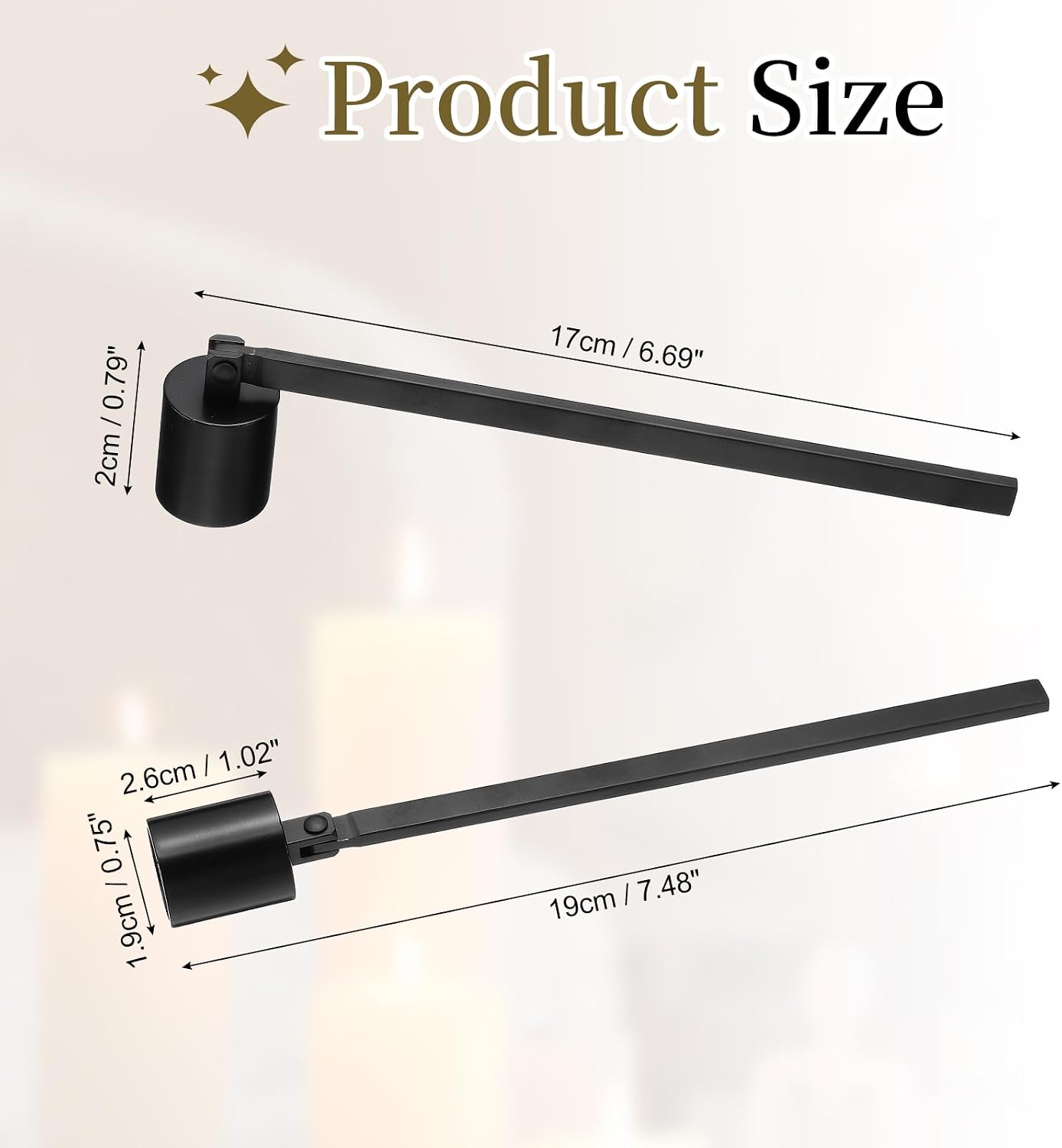 uxcell Candle Snuffer, Candle Extinguish with Long Handle, Wick Flame Snuffer Extinguish Accessory Cylinder-Shaped for Putting Out Flame Home Decor Gifts, Black