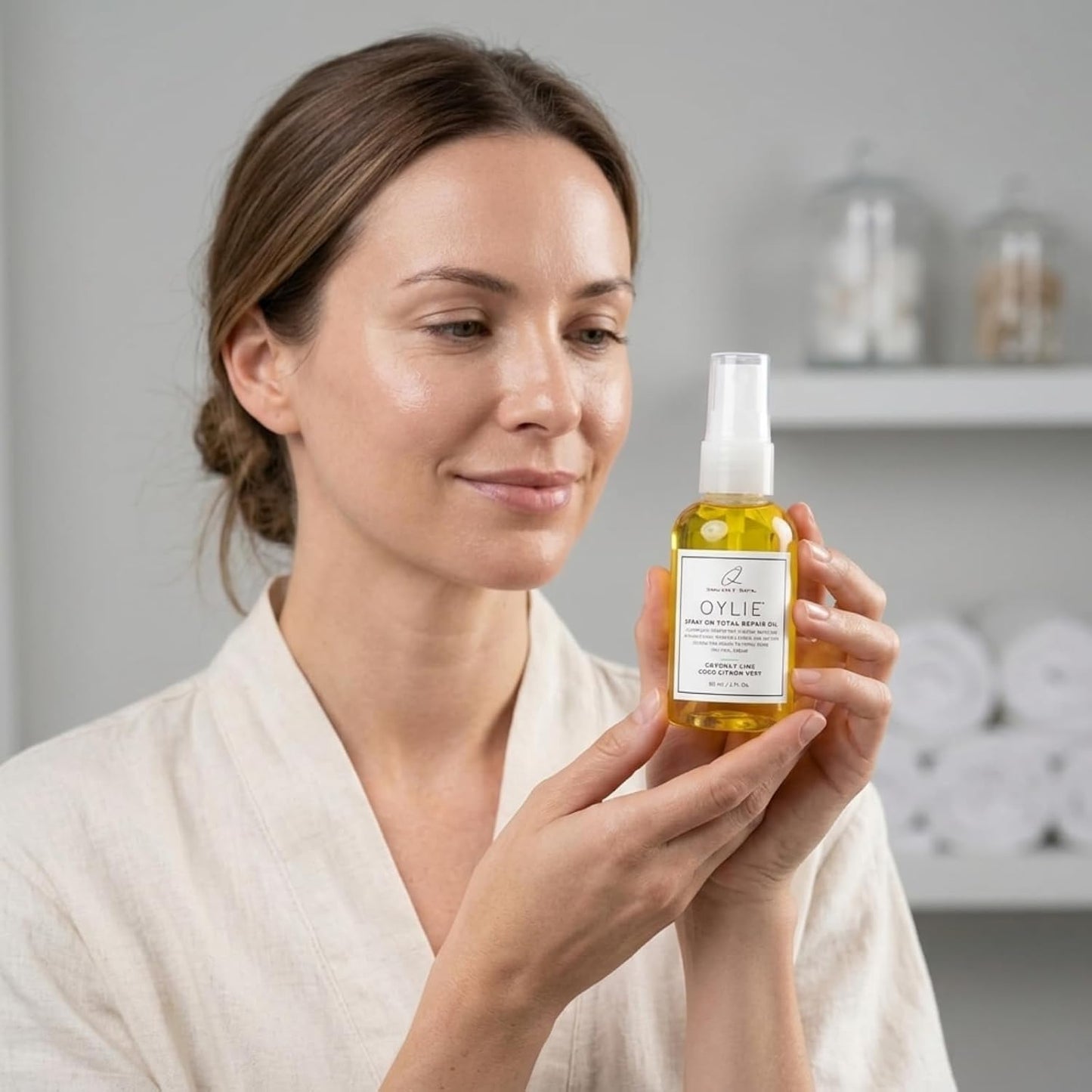 QTICA Oylie Spray On Total Repair Body Oil | Lightweight Spray Oil with Natural Jojoba & Argan Oil for Instant Moisture Smooth Finish Deep Hydration Soft Supple Looking Skin 2oz (Coconut Lime)