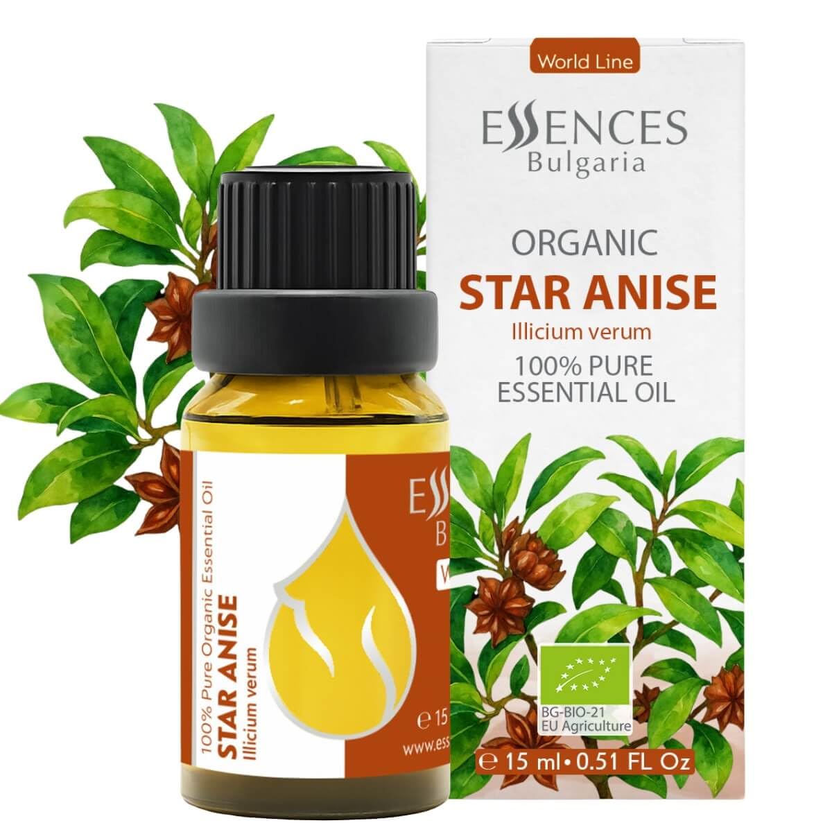 Essences Bulgaria Organic Star Anise Essential Oil 0.51 Fl Oz