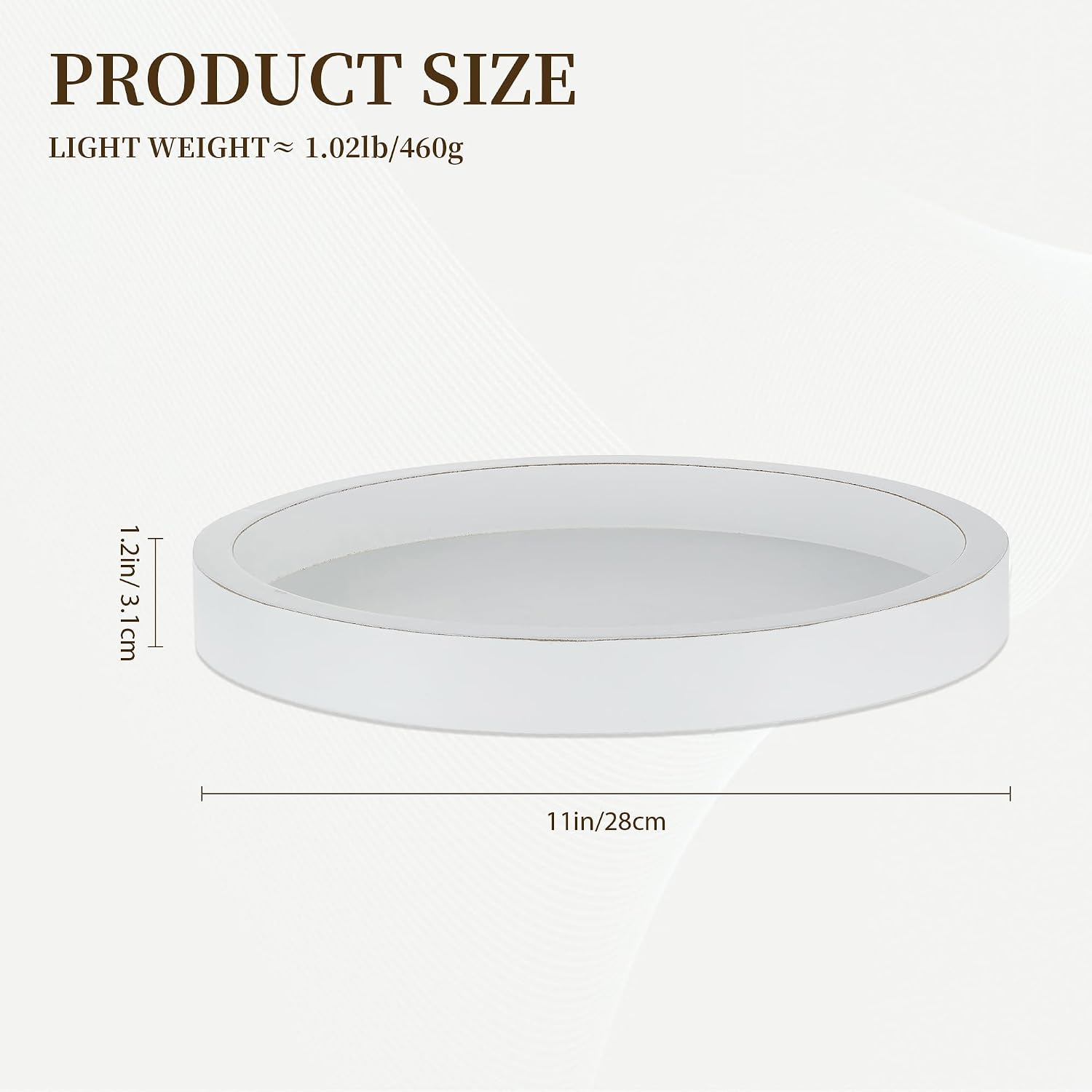 Hanobe Decorative Tray for Coffee Table: Wood Candle Holders Plate Round Rustic Trays for Ottoman Centerpiece Home Decor Living Room Kitchen Corner Organizer White
