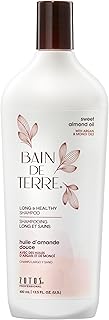 Bain de Terre Sweet Almond Oil Long & Healthy Shampoo, Strength & Protection for Weak, Damaged Hair, with Argan & Monoi Oils, Paraben-Free, Color-Safe, Vegan