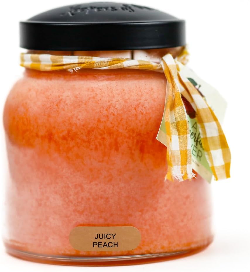 A Cheerful Giver - Juicy Peach Papa Scented Glass Jar Candle (34oz) with Lid & True to Life Fragrance Made in USA