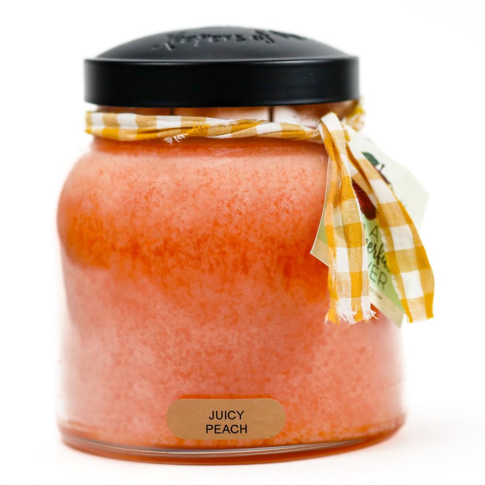 A Cheerful Giver - Juicy Peach Papa Scented Glass Jar Candle (34oz) with Lid & True to Life Fragrance Made in USA