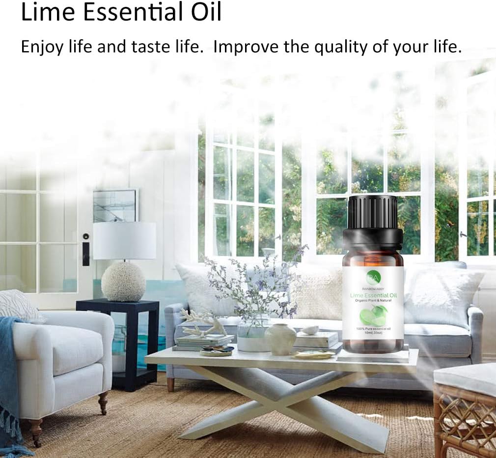 2-Pack Lime Essential Oil, 100% Pure Organic Natural Aroma Lime Oil for Diffuser, Massage, Yoga, Meditation, Skin Care - 2x10 mL