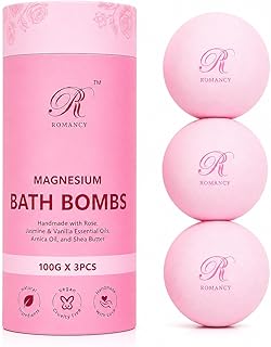 Magnesium Bath Bombs Rose Gift Set for Women & Men – Rose, Jasmine & Vanilla Essential Oils – Epsom Salt for Stress Relief, Muscle Recovery & Post-Workout Relaxation – Sleep Support Spa Self Care