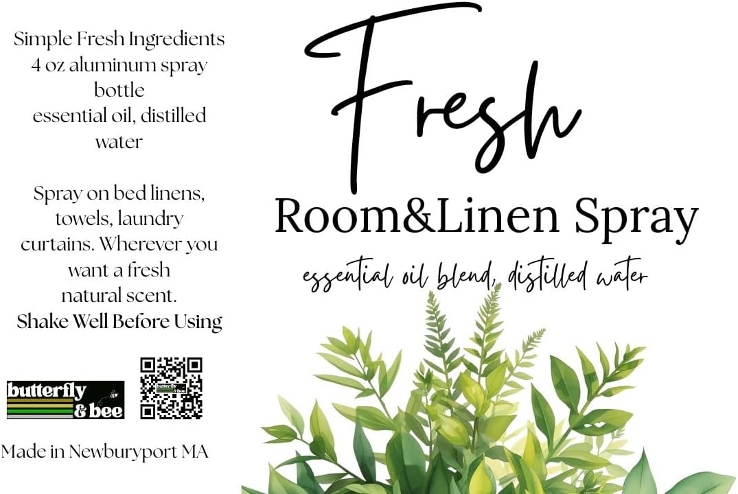 Natural Linen and Room Spray, Plant-Based Ingredients, Liquid, 4 fl oz, Non-Toxic Fabric Freshener, No Artificial Fragrances