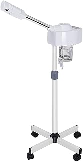 Ozone Professional Facial Steamer with with Ionic Warm Mist Serum Absorption Deep Clean Tighten Skin Care Aromatherapy Facial Steamer Adjustable Height and Rolling Wheels