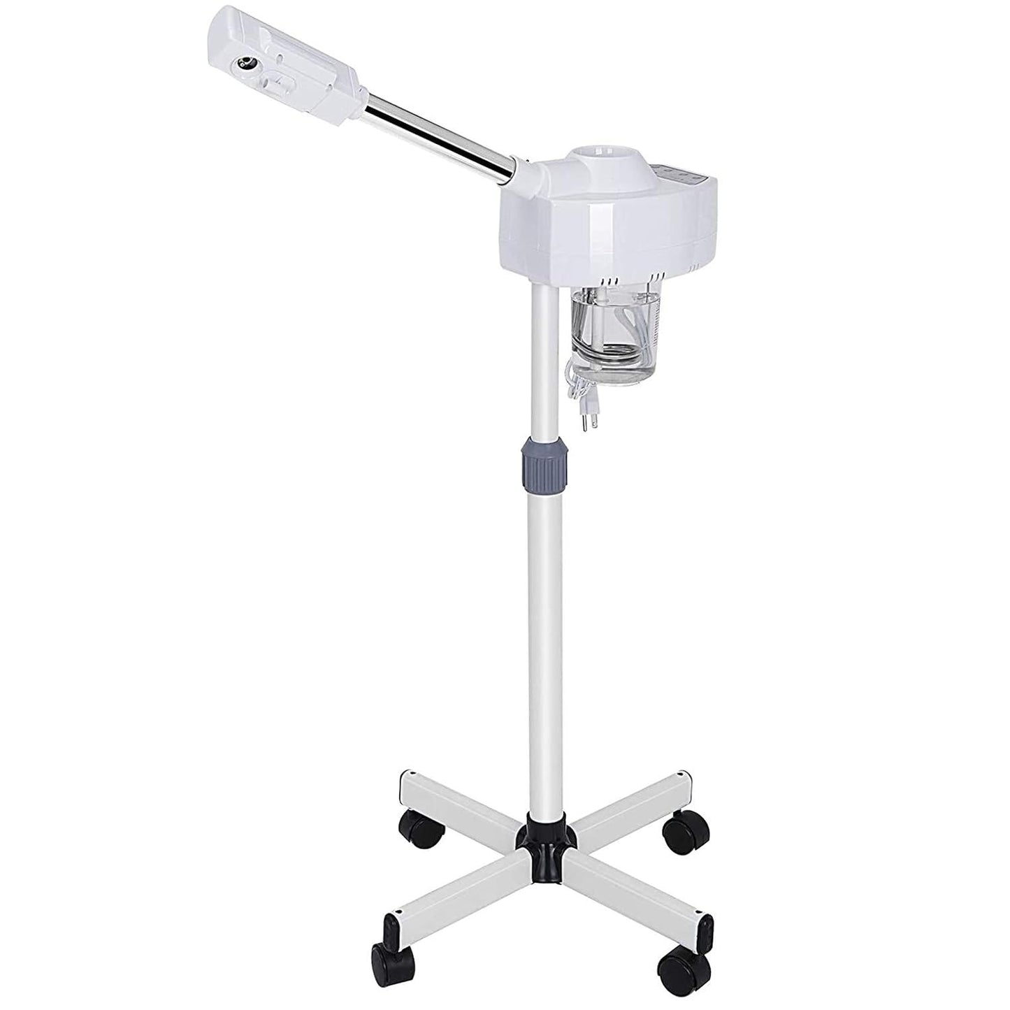 Ozone Professional Facial Steamer with with Ionic Warm Mist Serum Absorption Deep Clean Tighten Skin Care Aromatherapy Facial Steamer Adjustable Height and Rolling Wheels