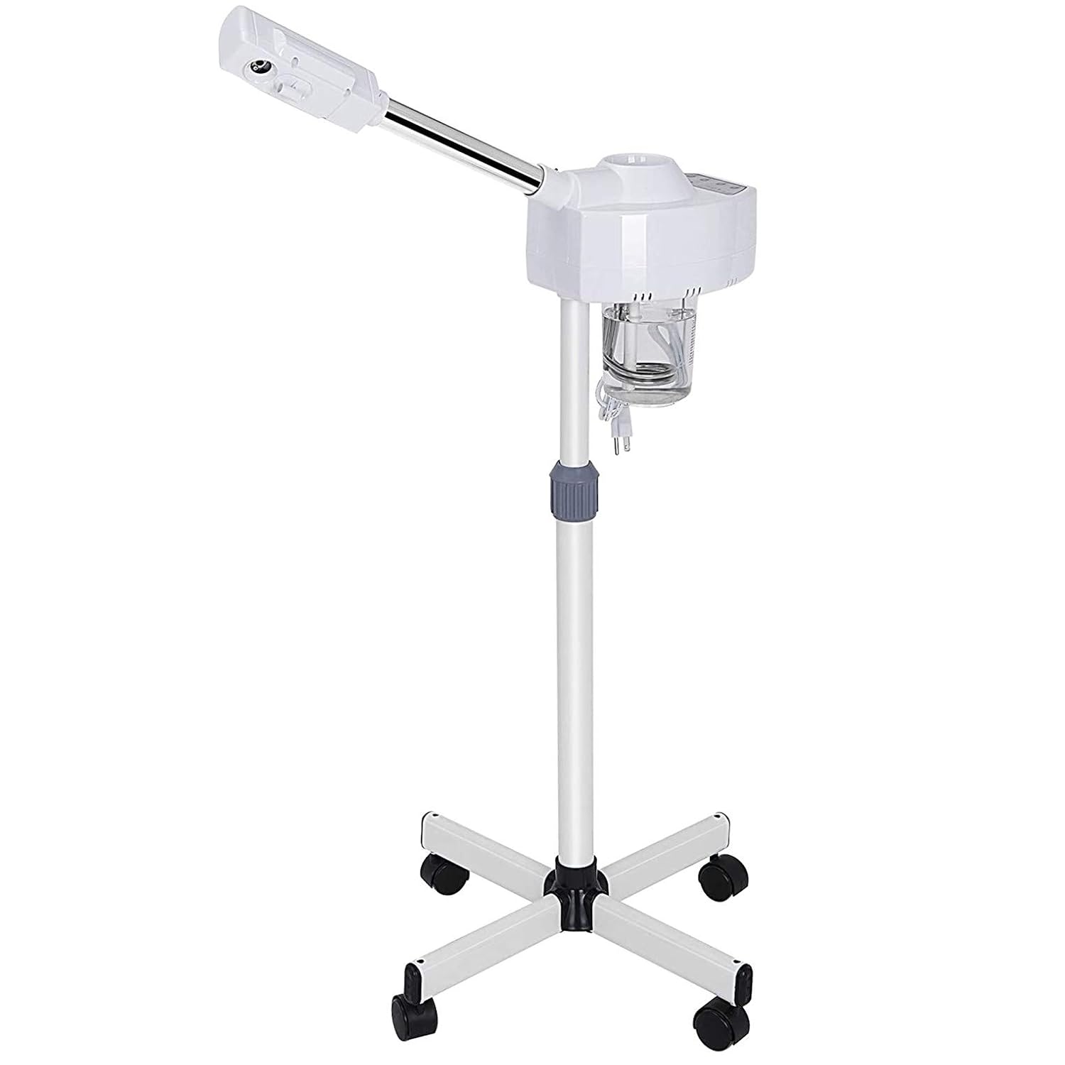 Ozone Professional Facial Steamer with with Ionic Warm Mist Serum Absorption Deep Clean Tighten Skin Care Aromatherapy Facial Steamer Adjustable Height and Rolling Wheels