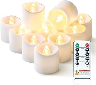Homemory 12Pack 400+Hour Remote Control Flameless Candles, 2/4/6/8H Timer Led Votive Candles, Battery Operated Tea Lights for Wedding Table Centerpiece, Holidays, Halloween Pumpkins, Christmas Decor