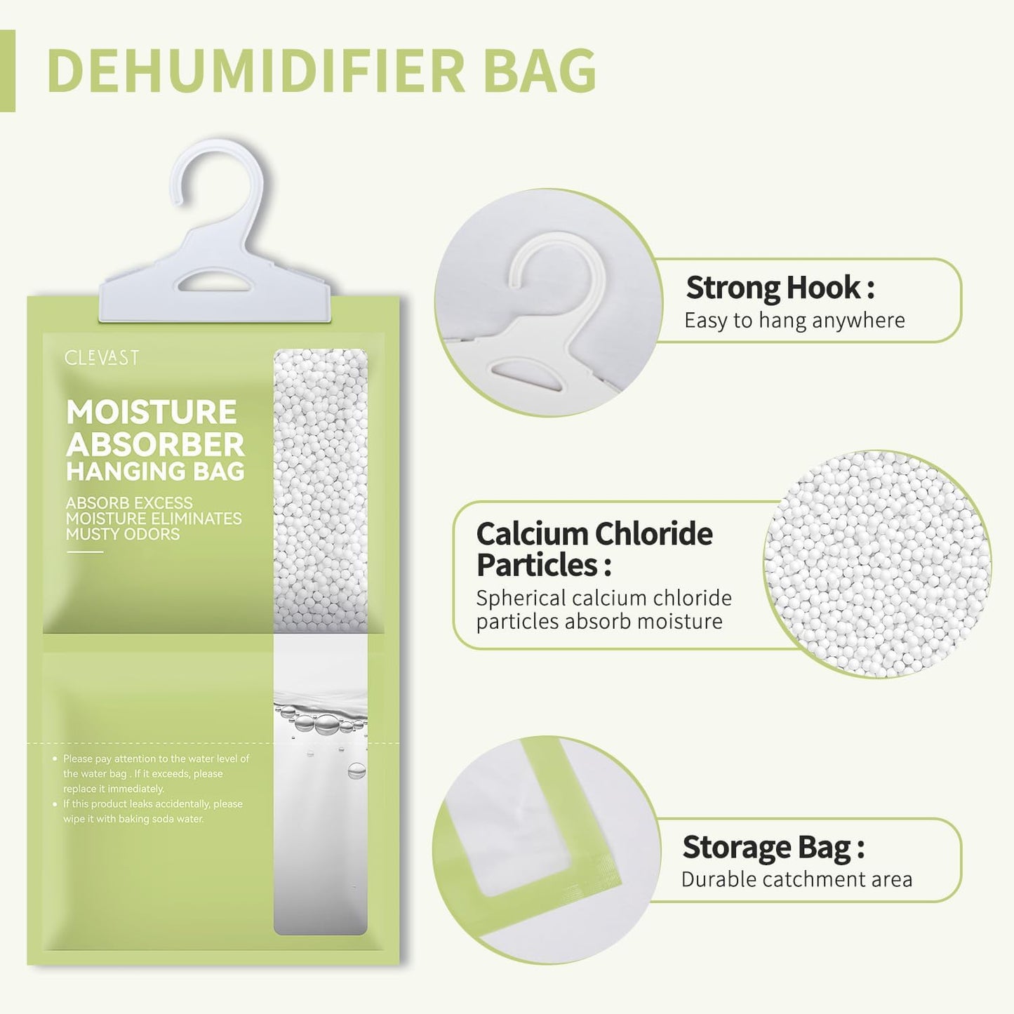 CLEVAST Moisture Absorbers Packets 10 Pack, Dehumidifier Bags for Closet, Scented Hanging Humidity Absorber in Wardrobes, Bedrooms, Bathrooms (Jasmine)