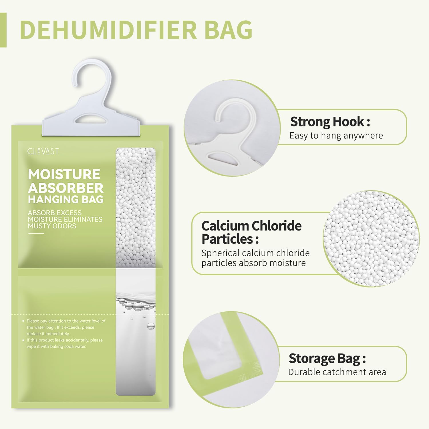 CLEVAST Moisture Absorbers Packets 10 Pack, Dehumidifier Bags for Closet, Scented Hanging Humidity Absorber in Wardrobes, Bedrooms, Bathrooms (Jasmine)