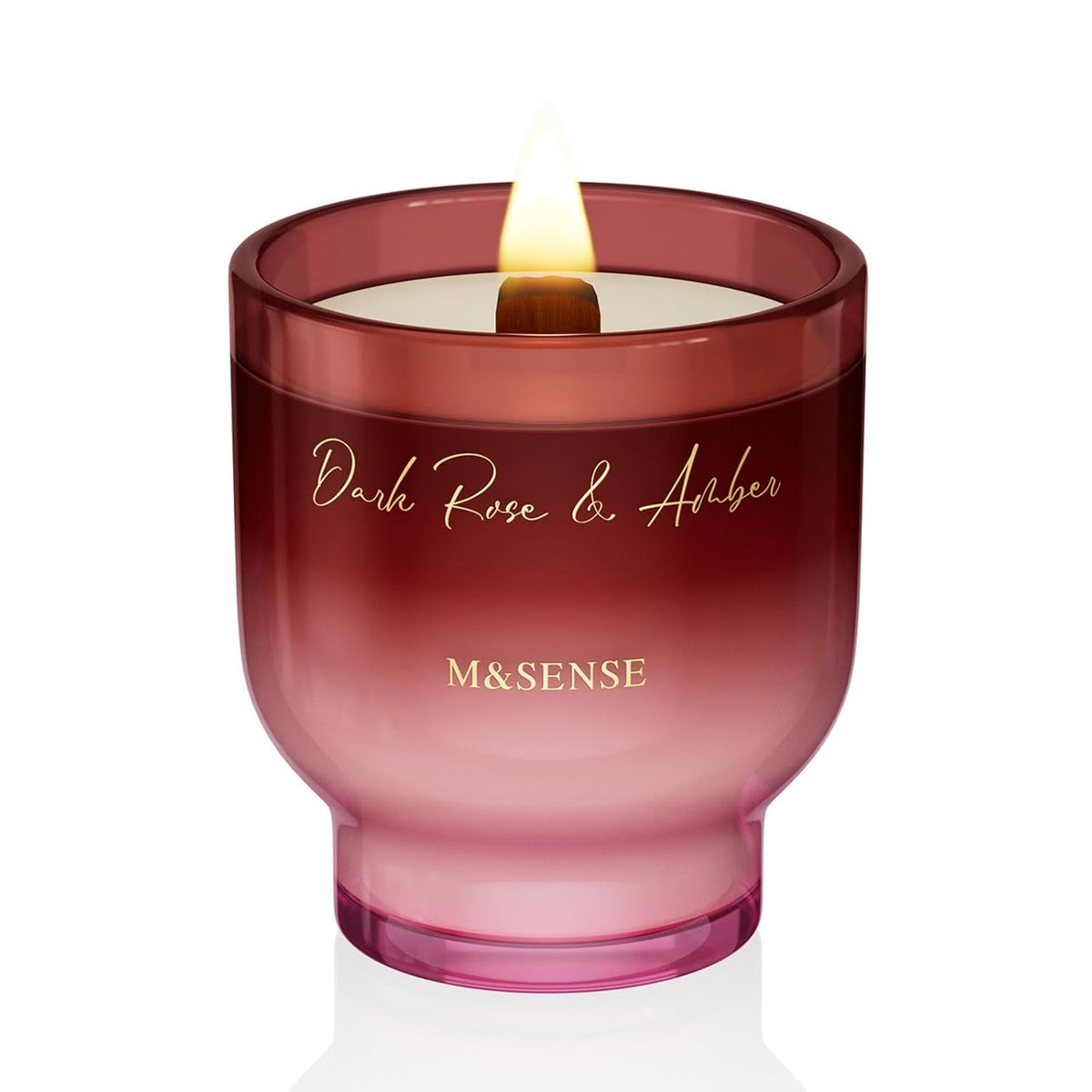 M&SENSE 9.9oz Natural Soy Wax Jar Candle with Wooden Wick