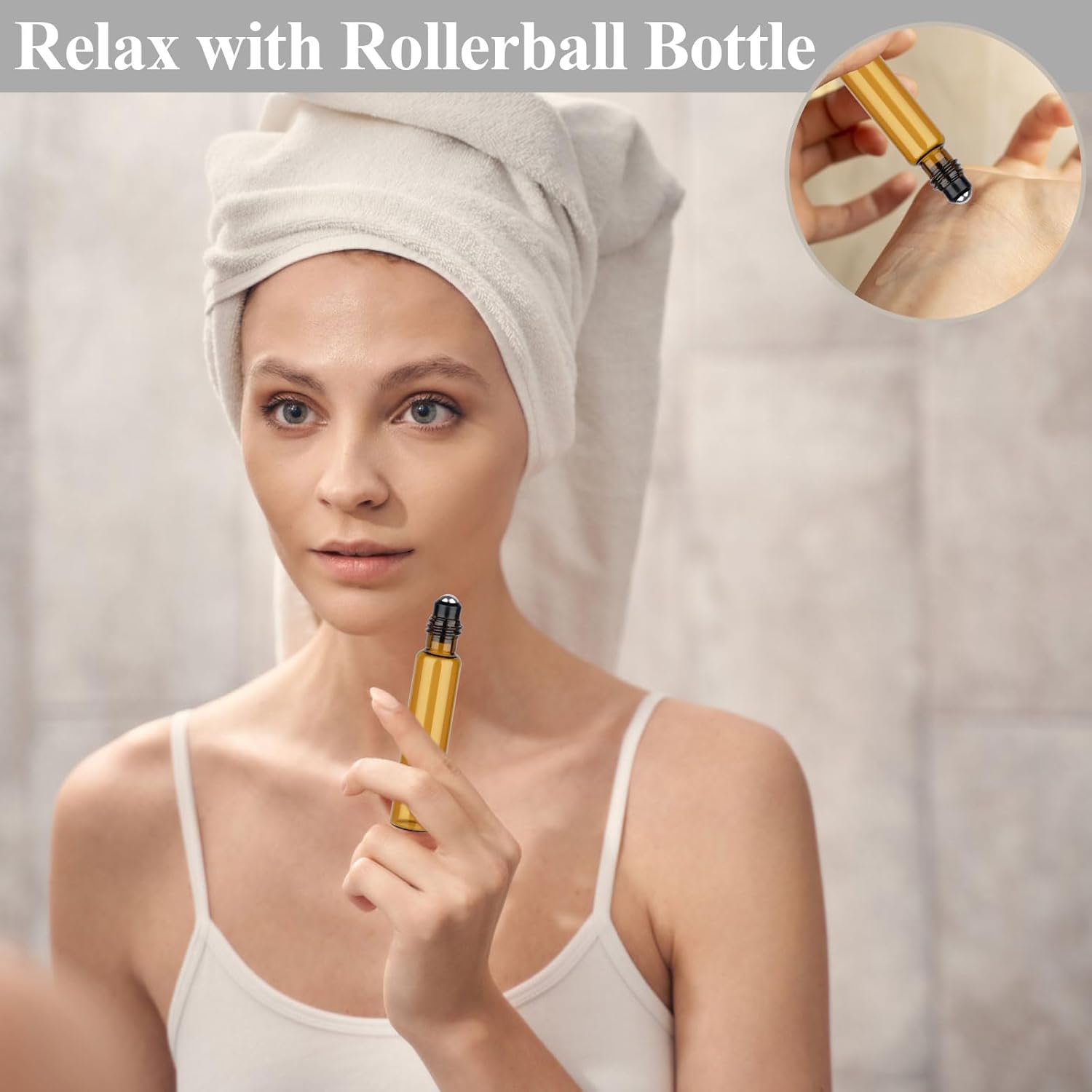 12 Pack Amber Roller Bottles for Essential Oils, 10ml Glass Roll On Bottles for Travel and Lip Gloss, Empty Perfume Roller Ball Applicator Bottle With Lid, Dropper, Funnel, Opener, Labels