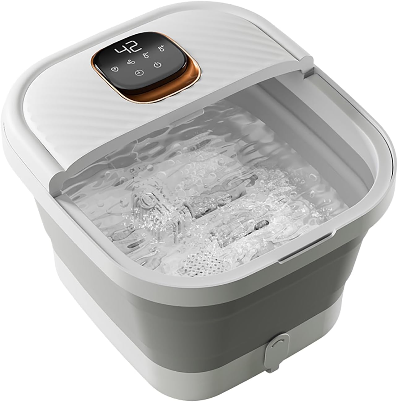 Folding Foot Spa with Heat - Collapsible Foot Bath Massager with Temp Control Touchscreen, Manual Massage Rollers, Space Saving Foot Tub, Pedicure Spa for Home, Office, Relaxation Gift for Men & Women