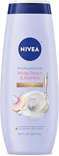 NIVEA Refreshing White Peach and Jasmine Body Wash with Nourishing Serum, Scented Body Wash for Women, Enriched with Provitamin B5 and Vitamin E, 20 Fl Oz Bottle
