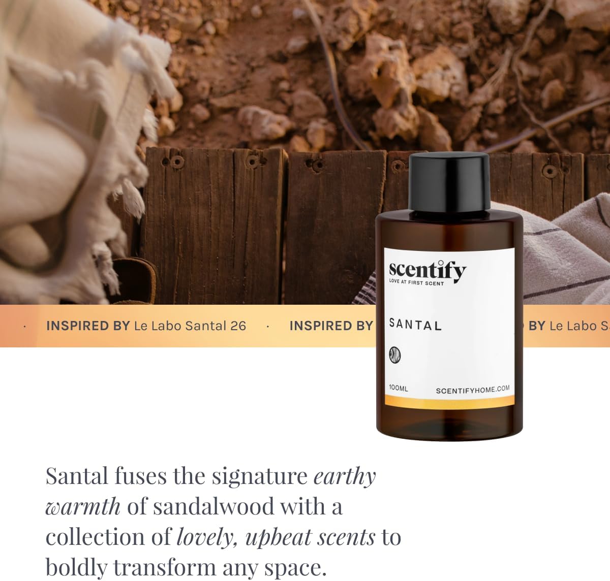 Scentify Santal Aroma Oil Refill for Diffusers, 100ml / 3.38 fl oz