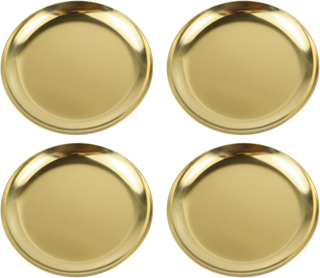 Stainless Steel Candle Holders, 4" Round Plates for Pillar, Scented and Ball Candles, Mini Trays for Jewelry and Versatile Decorative Table Centerpieces, 4 Pack