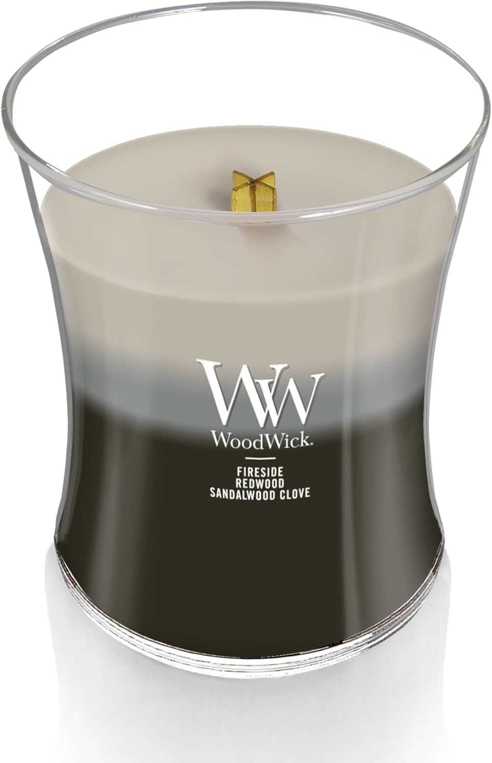 WoodWick Warm Woods Trilogy Holiday Candle Gifts for Women and Men, 9.7 oz Medium Hourglass Trilogy Candle with Crackling Wick