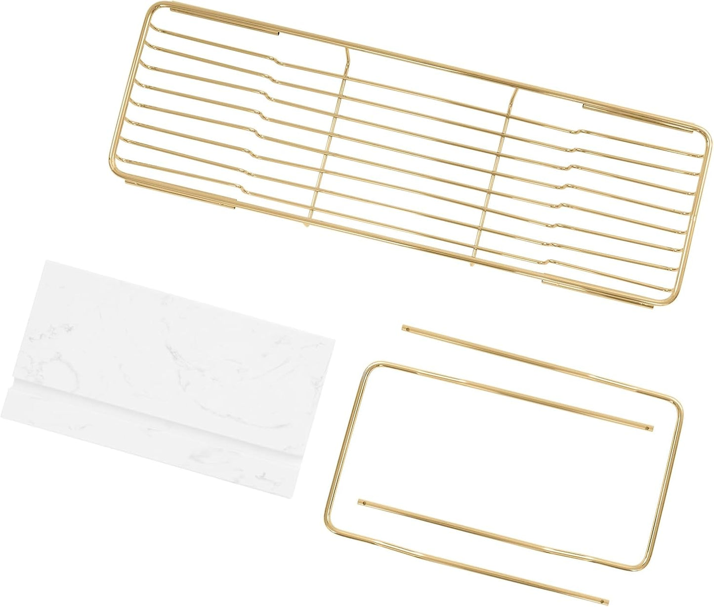 Expandable Bathtub Tray, Stainless Steel Bath Table Tray with Marble Board, Adjustable Bath Caddy Tray for Hold Cell Phones, Tablets, Toiletries, Brushes, Soap