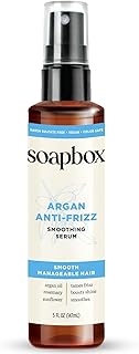 Soapbox Smoothing Argan Oil Serum, Controls Frizz & Adds Shine - Lightweight Anti Frizz Hair Serum with Shea Butter - Clean Ingredients Free of Harsh Chemicals, Sulfates, Parabens & Silicones - 5oz