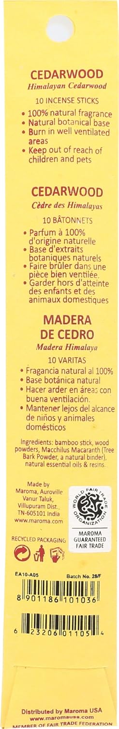 MAROMA Eda Incense Cedarwood, 10 CT