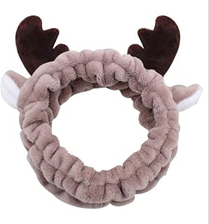 Elk Women's Spa Facial Makeup Headband - Bear Face Mask for Birthdays, Valentines, Christmas - Fleece Headwear for Women & Girls - Coffee