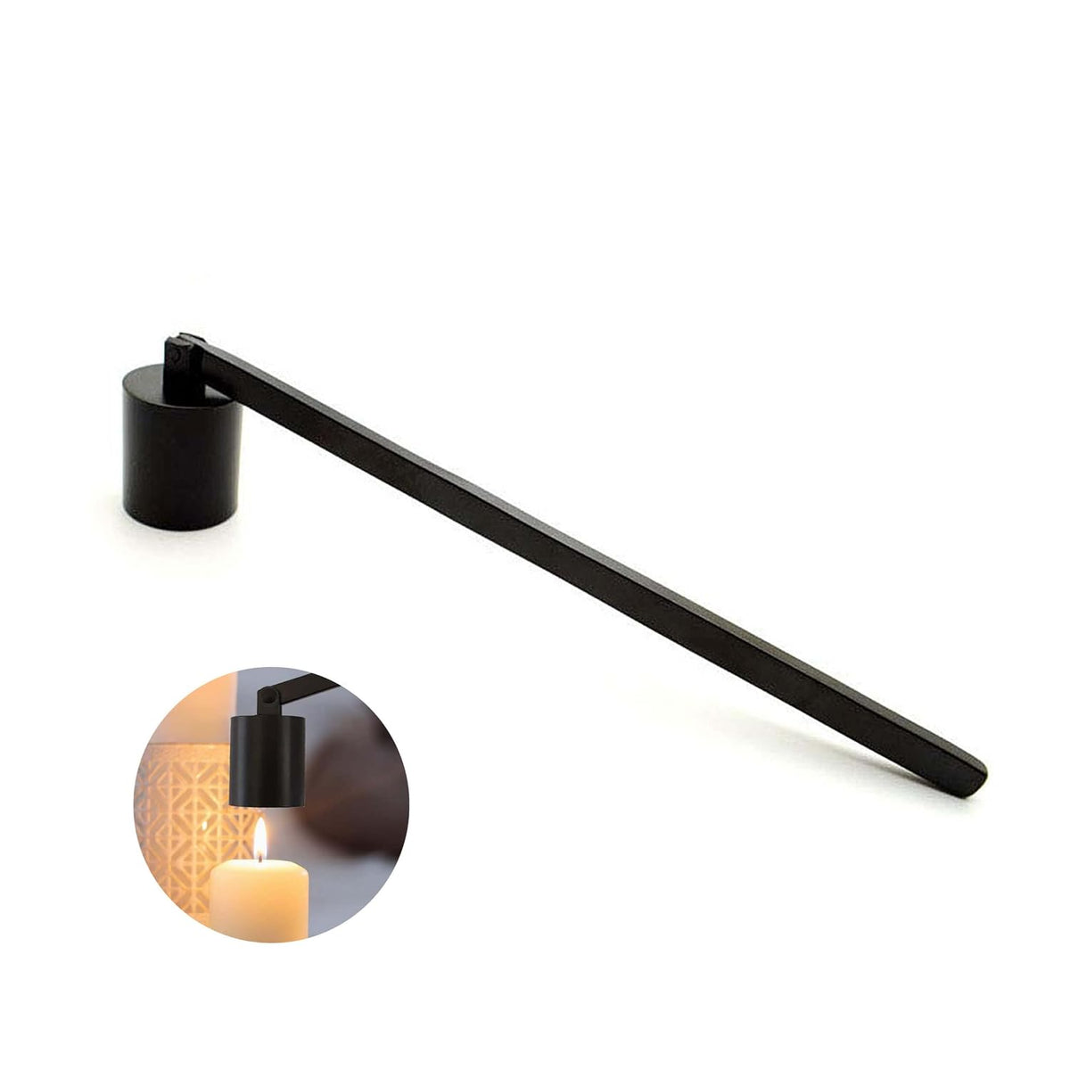 Candle Snuffer, Candle Snuffer Extinguisher with Long Handle, Black Stainless Steel Wick Flame Snuffer for Putting Out Candle