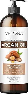 velona Argan Oil - 16 Fl Oz | 100% Pure and Natural | Morocco Oil | Skin, Body and Face Care | Nails Protector | Unrefined, Cold Pressed | Cap Kit