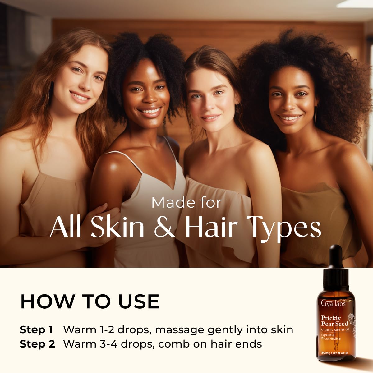 Gya Labs Prickly Pear Seed Oil - 1 Fl Oz - Carrier Oil for Hair, Skin, Face, Scalp & Body Massage