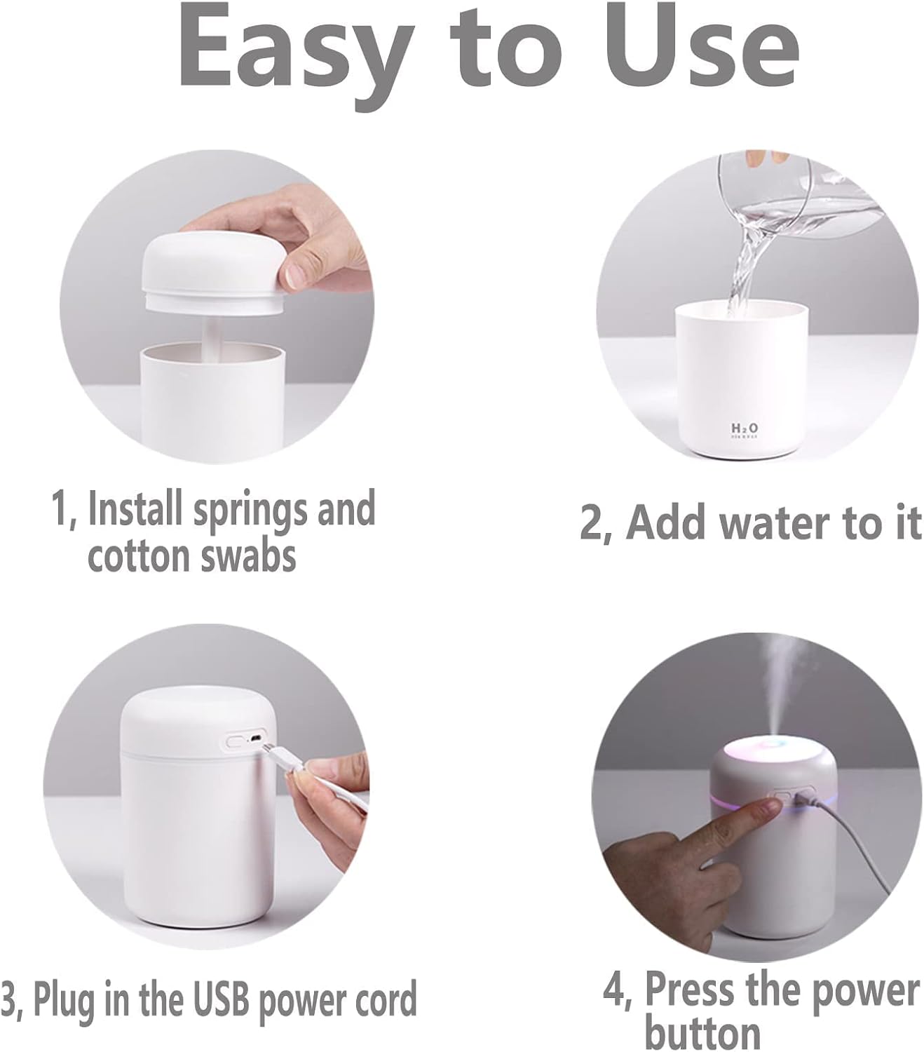 Colorful Cool Mini Humidifier, Essential Oil Diffuser, Aroma Essential USB Personal Desktop Humidifier for Car, Office Room, Bedroom etc,2 Adjustable Mist Modes (Navy Blue)