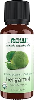 NOW Essential Oils, Organic Bergamot Oil, Sweet Aromatherapy Scent, Cold Pressed, 100% Pure, Vegan, Child Resistant Cap, 1-Ounce