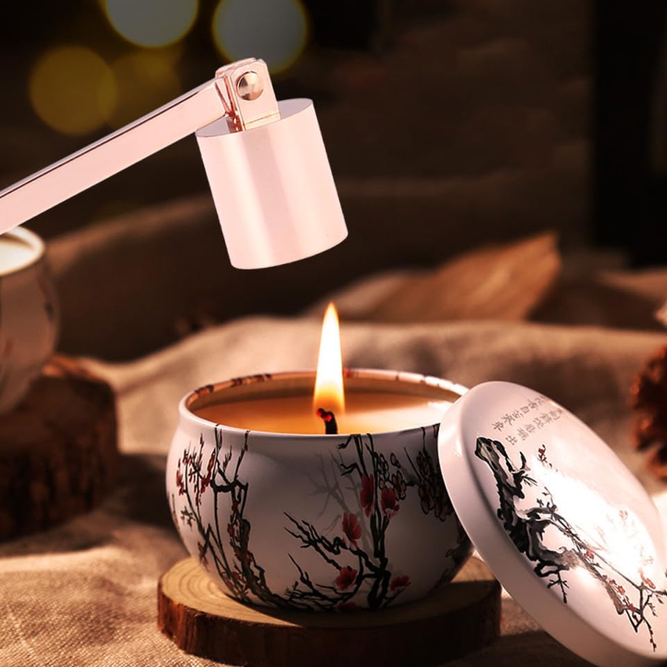 Candle Snuffer Set Rose Gold Stainless Steel Candle Extinguisher Wick Trimmer and Dipper for Home Decor and Relaxation
