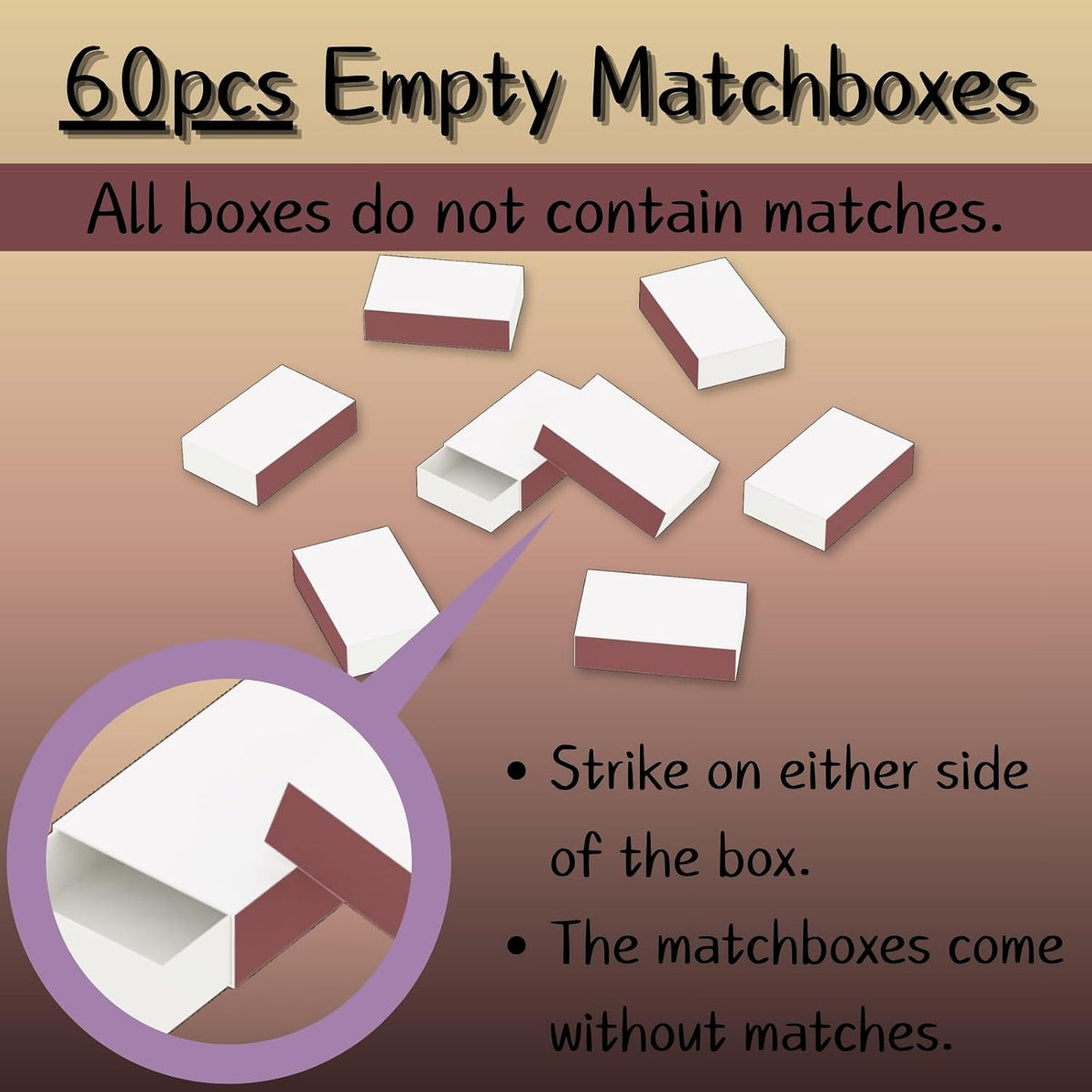 LONGIM 60pcs Blank Match Boxes without Matches Empty Matchboxes for Crafts