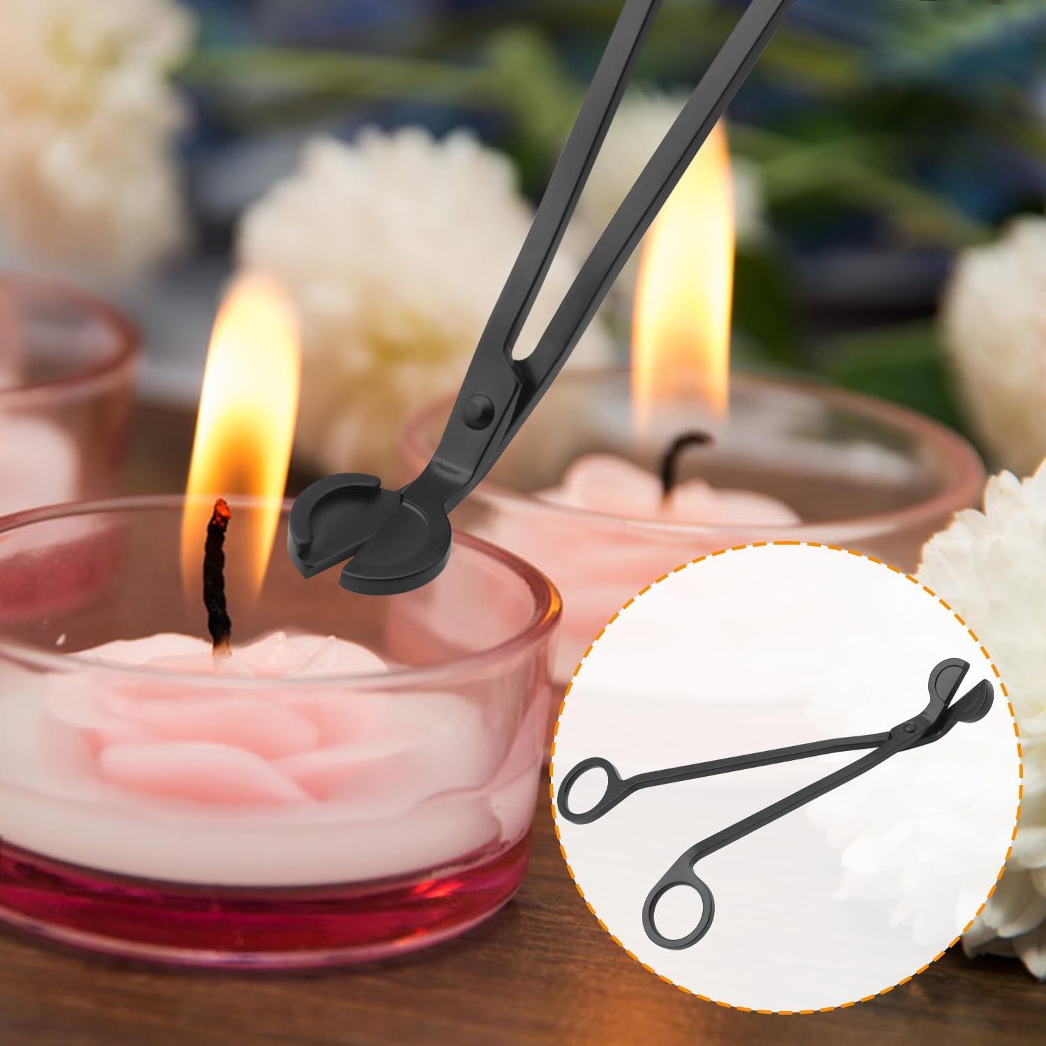 5 PCS 7 Inch Black Candle Wick Trimmer, Stainless Steel Wick Cutter for Candles, Cut Spent Wicks, Allow Cleaner Burn and Prevent Soot Buildup, Wick Clipper Scissor Candle Tool
