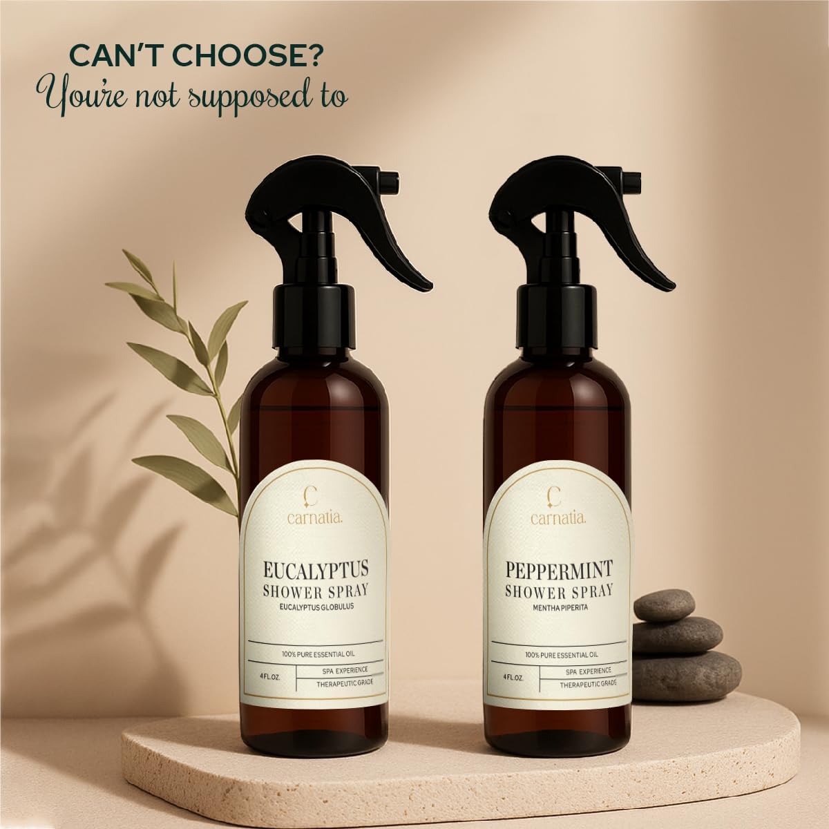 Carnatia Peppermint Shower Spray – Aromatherapy Essential Oil Mist for Showers | Spa-Like Refreshing Steam Experience | 4 fl oz Trigger Pump Spray for Focus & Energy