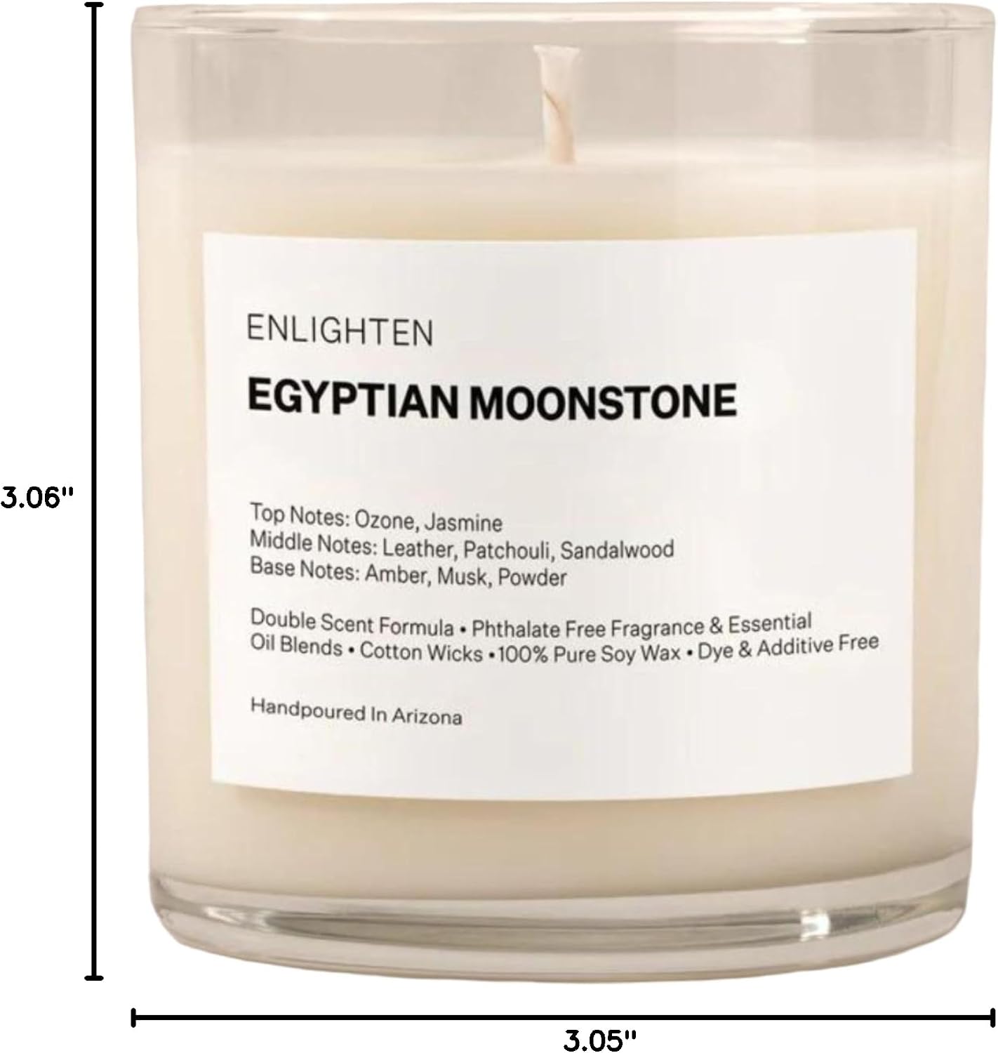 Enlighten Egyptian Moonstone Candle | Luxurious Jasmine & Sandalwood Scent | Double Scent Load for Enhanced Aroma | Eco-Friendly, Hand-Poured Soy Wax | 12oz Glass Tumbler | Made in USA
