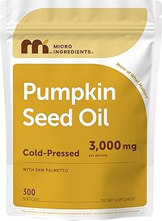 Micro Ingredients Pumpkin Seed Oil with Saw Palmetto,300 Softgels | Cold Pressed, Pure Virgin Oil, Essential Fatty Acids, & Phytosterols | Non-GMO