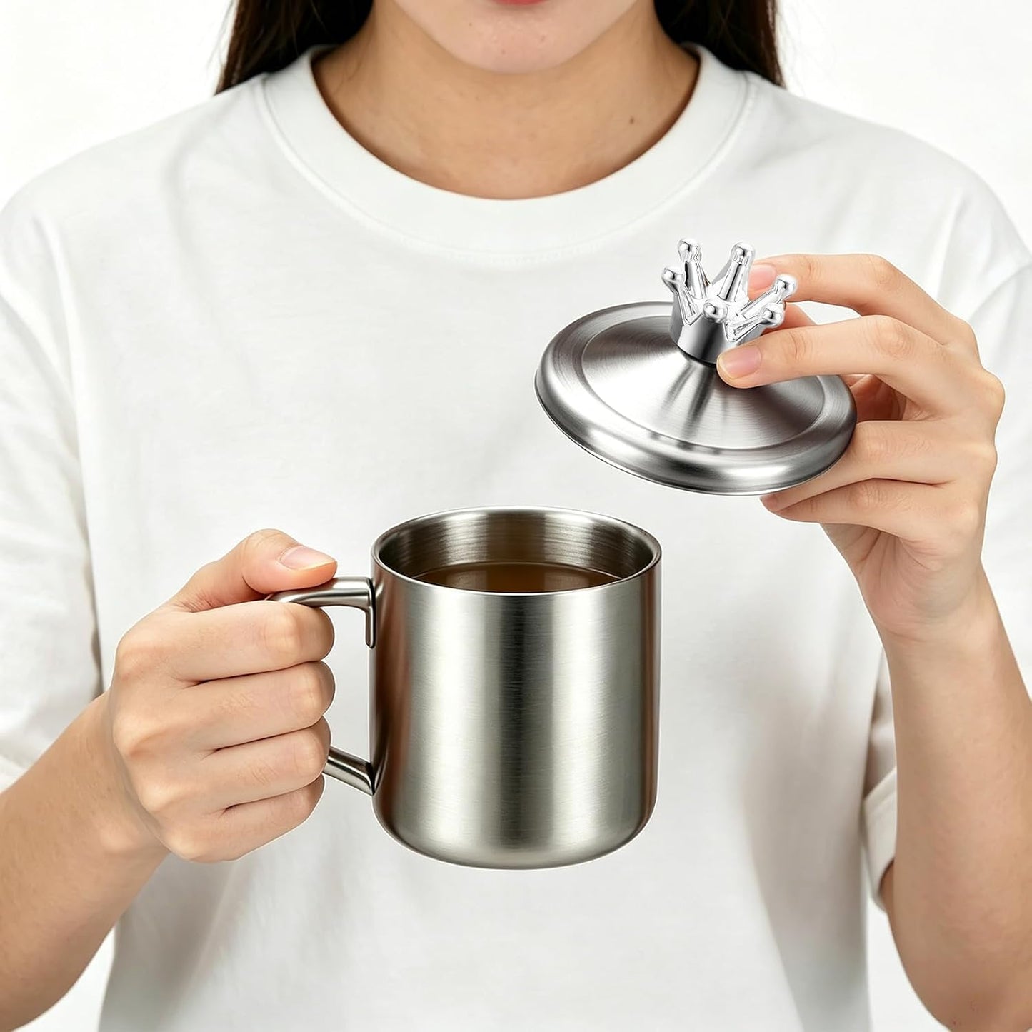 4.8 Inch Stainless Steel Universal Lid, Multipurpose Cover for Soup Bowls, Large Mugs, Chai Tea Cups, Candle Jars, and Outdoor Drinks, 12.3CM